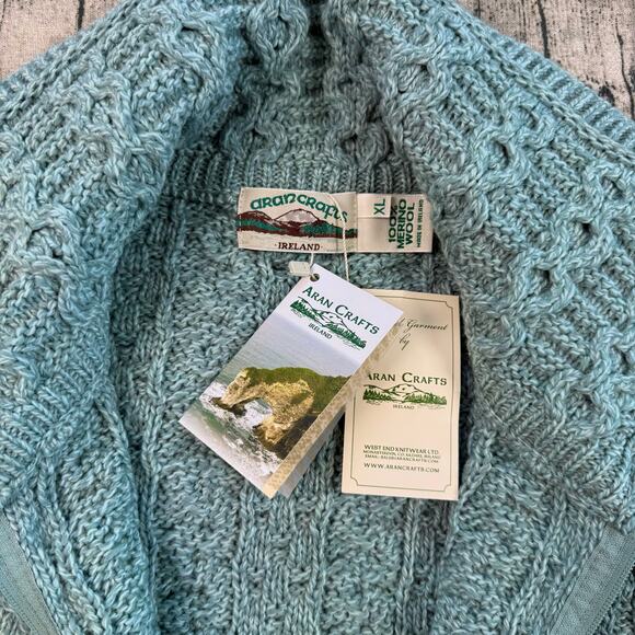 NWT Aran Crafts Irish Women's Double Collar Zip Cardigan (100% Merino Wool) XL - Picture 6 of 12